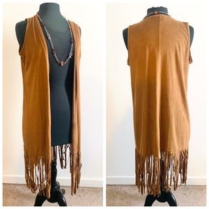 Say What Boho Fringe Vest Size MD